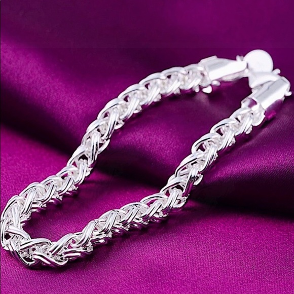 STERLING SILVER BRAIDED MATCHING NECKLACE BRACELET SET - Picture 4 of 4